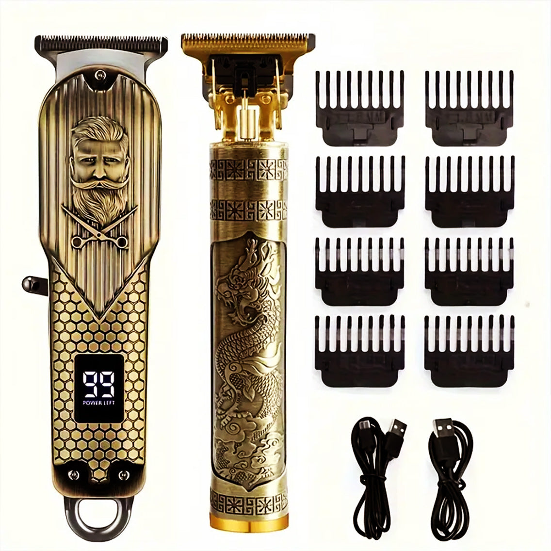 Tondeuses rechargeables barbe & cheveux – design métal gravé